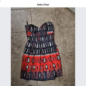 Kitty Red, black and gray formal strapless dress. Size 3/4